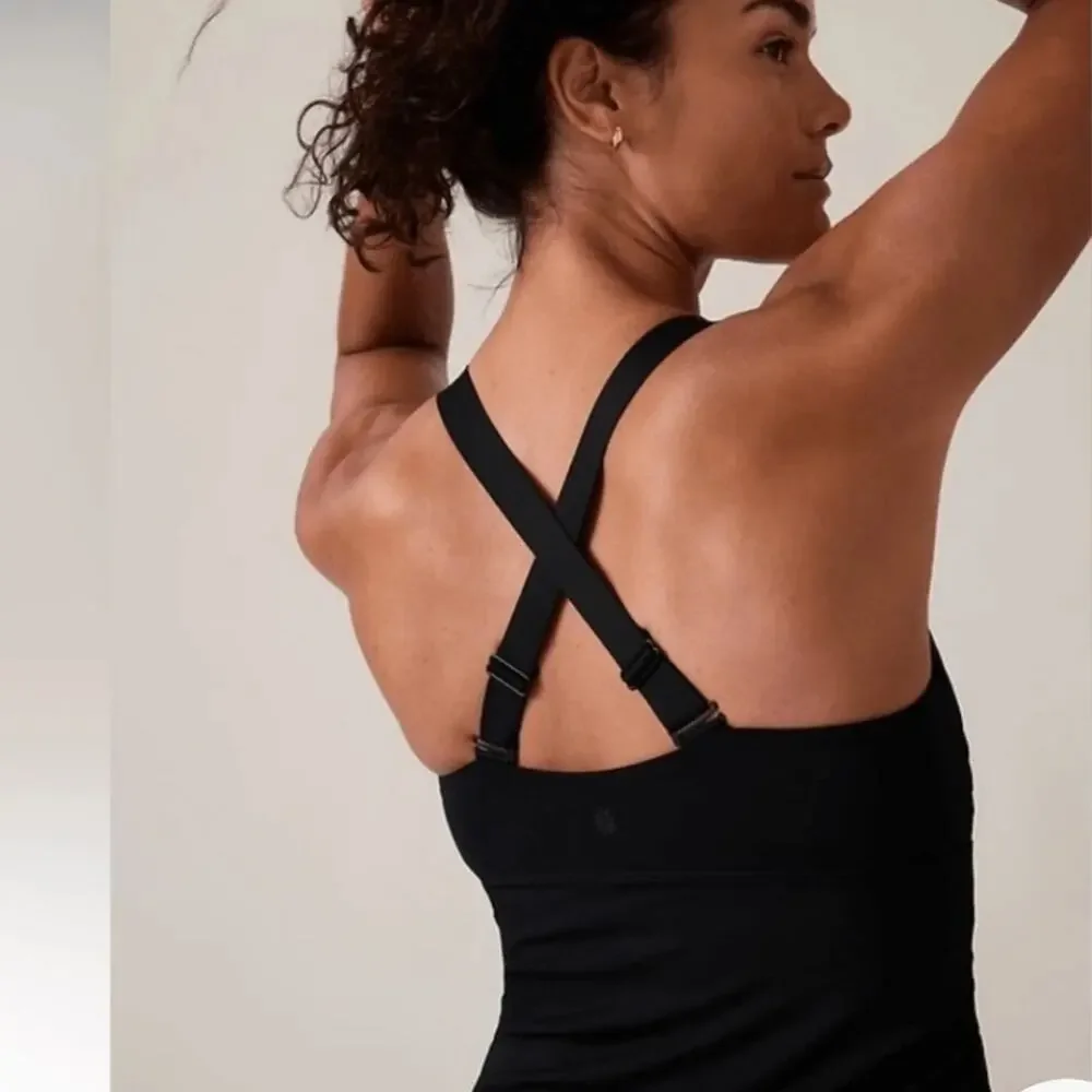 ATHLETA TANKINI Size 40B/C Black SQUARE NECK V BRA‎ CUP